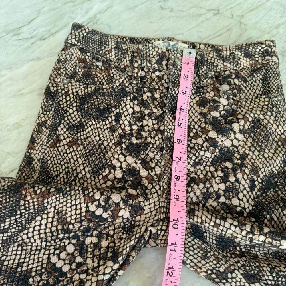 Free People We The Free Raw High Rise Snake Print Skinny Jeans Womens Size 26